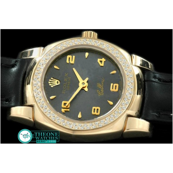 Rolex - Ladies Mini Cellini YG/LE MOP Black Num Swiss Qtz