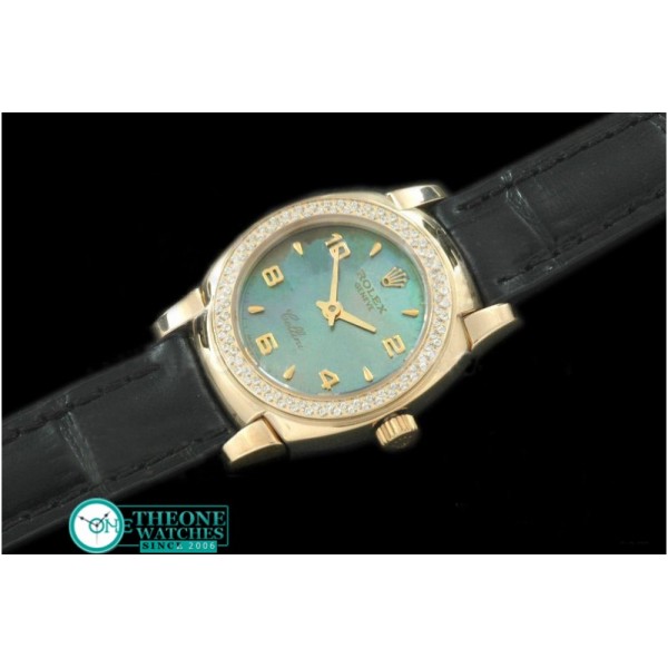 Rolex - Ladies Mini Cellini YG/LE MOP Green Num Swiss Qtz