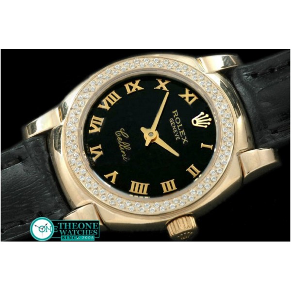 Rolex - Ladies Mini Cellini YG/LE Black Roman Swiss Qtz