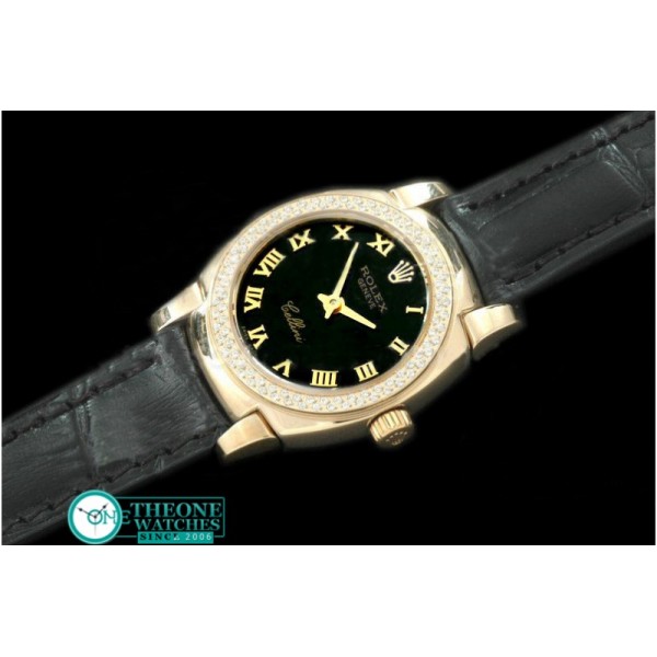 Rolex - Ladies Mini Cellini YG/LE Black Roman Swiss Qtz