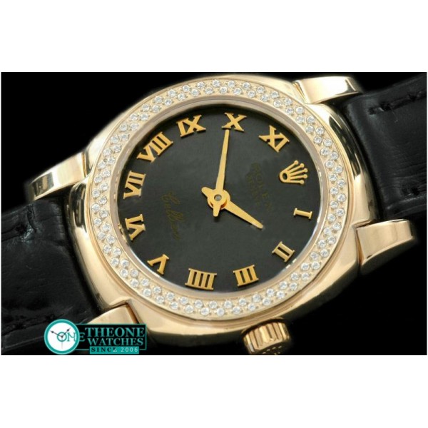 Rolex - Ladies Mini Cellini YG/LE MOP Black Roman Swiss Qtz