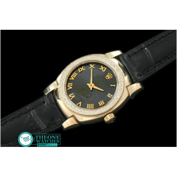 Rolex - Ladies Mini Cellini YG/LE MOP Black Roman Swiss Qtz