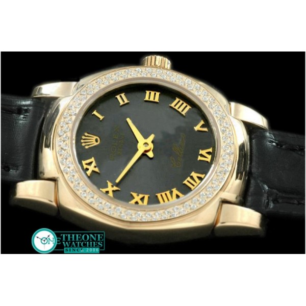 Rolex - Ladies Mini Cellini YG/LE MOP Black Roman Swiss Qtz