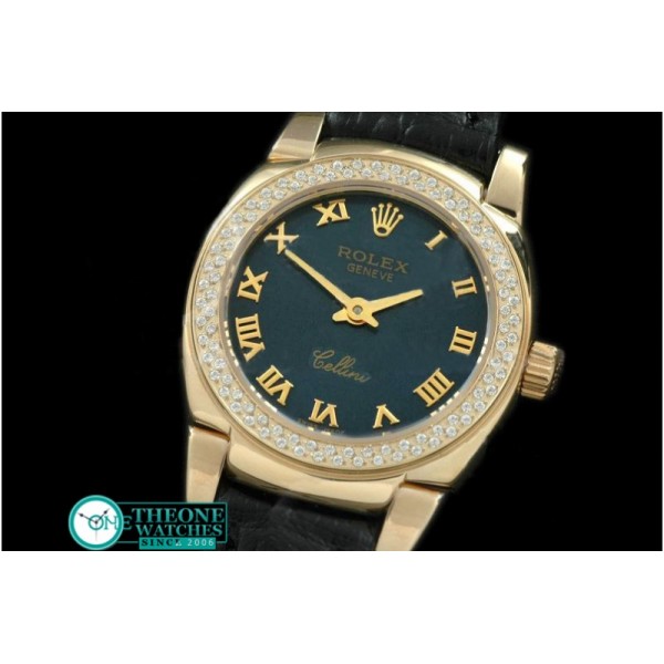 Rolex - Ladies Mini Cellini YG/LE Blue Roman Swiss Qtz