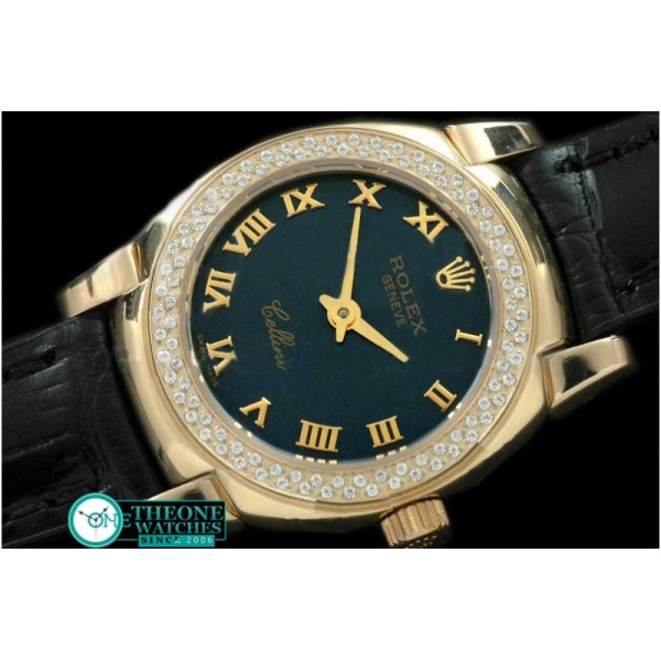 Rolex - Ladies Mini Cellini YG/LE Blue Roman Swiss Qtz