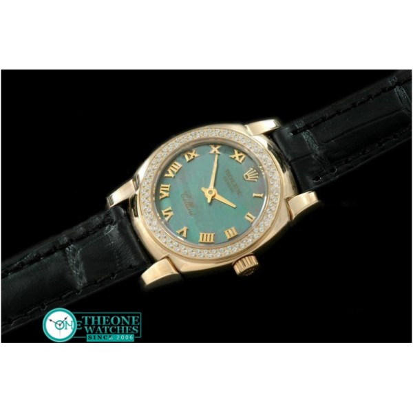 Rolex - Ladies Mini Cellini YG/LE MOP Green Roman Swiss Qtz