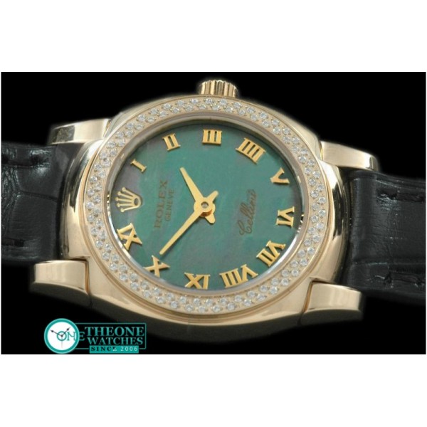 Rolex - Ladies Mini Cellini YG/LE MOP Green Roman Swiss Qtz