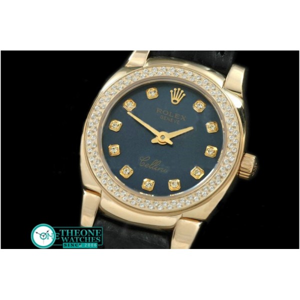 Rolex - Ladies Mini Cellini YG/LE Blue Diam Swiss Qtz