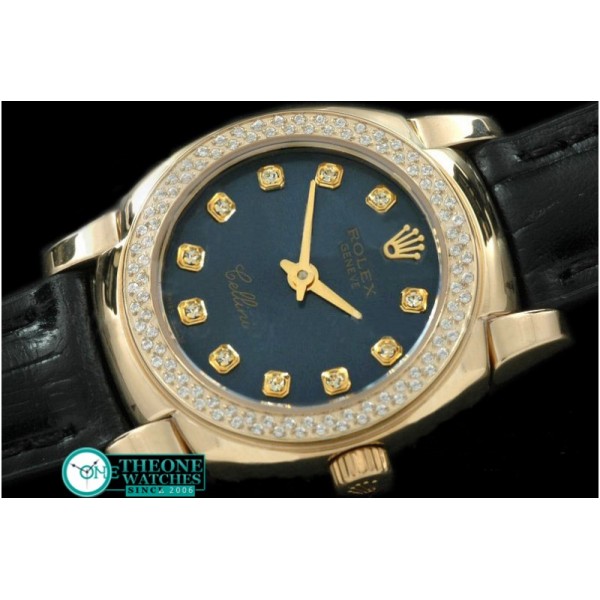 Rolex - Ladies Mini Cellini YG/LE Blue Diam Swiss Qtz