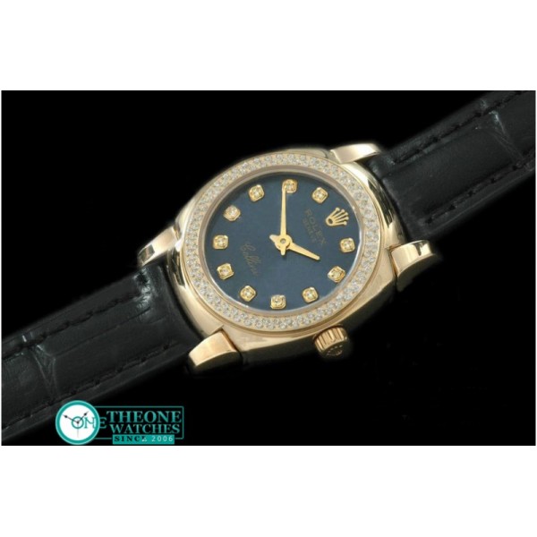 Rolex - Ladies Mini Cellini YG/LE Blue Diam Swiss Qtz