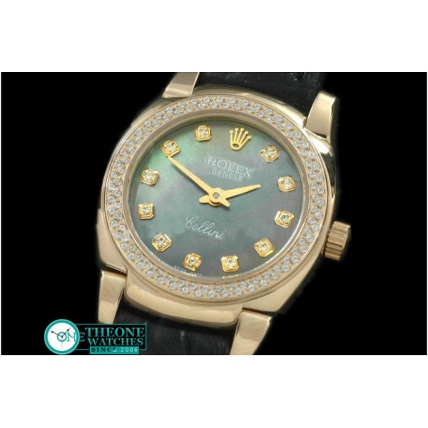 Rolex - Ladies Mini Cellini YG/LE MOP Green Diam Swiss Qtz