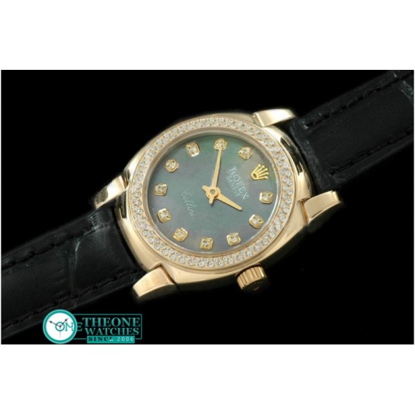 Rolex - Ladies Mini Cellini YG/LE MOP Green Diam Swiss Qtz