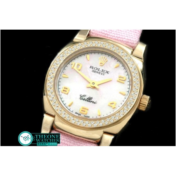 Rolex - Ladies Mini Cellini YG/LE MOP Pink Num Swiss Qtz