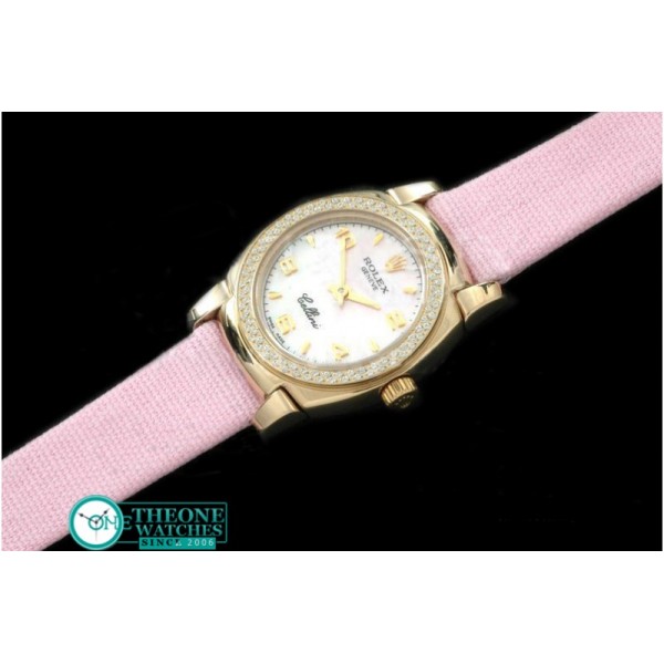 Rolex - Ladies Mini Cellini YG/LE MOP Pink Num Swiss Qtz