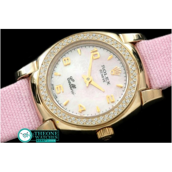 Rolex - Ladies Mini Cellini YG/LE MOP Pink Num Swiss Qtz