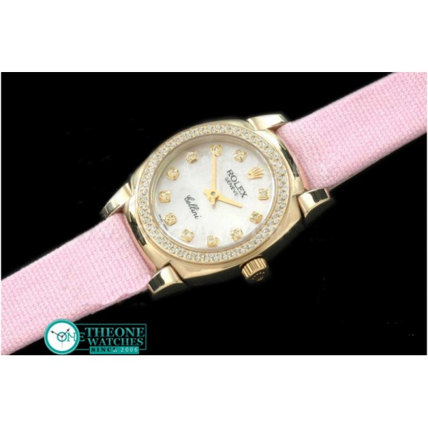 Rolex - Ladies Mini Cellini YG/LE MOP Pink Diam Swiss Qtz