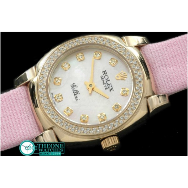 Rolex - Ladies Mini Cellini YG/LE MOP Pink Diam Swiss Qtz