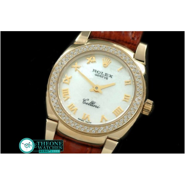 Rolex - Ladies Mini Cellini YG/LE MOP White Roman Swiss Qtz