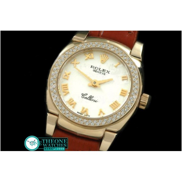 Rolex - Ladies Mini Cellini YG/LE White Roman Swiss Qtz