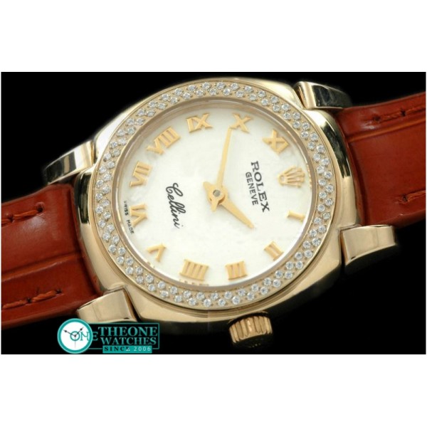 Rolex - Ladies Mini Cellini YG/LE White Roman Swiss Qtz