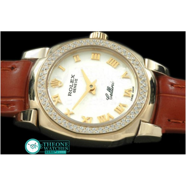 Rolex - Ladies Mini Cellini YG/LE White Roman Swiss Qtz