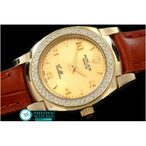 Rolex - Ladies Mini Cellini YG/LE Gold Num Swiss Qtz