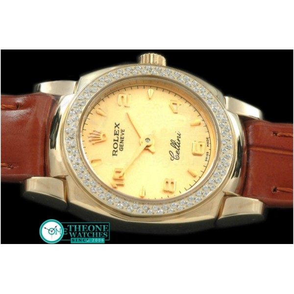 Rolex - Ladies Mini Cellini YG/LE Gold Num Swiss Qtz