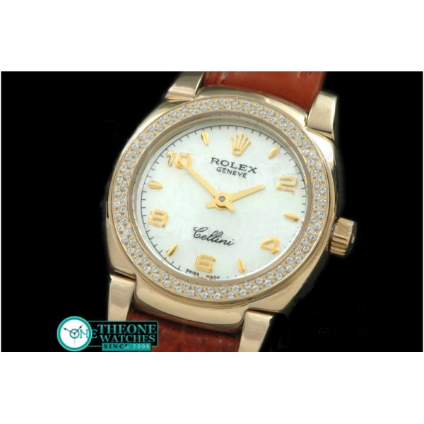 Rolex - Ladies Mini Cellini YG/LE MOP White Num Swiss Qtz