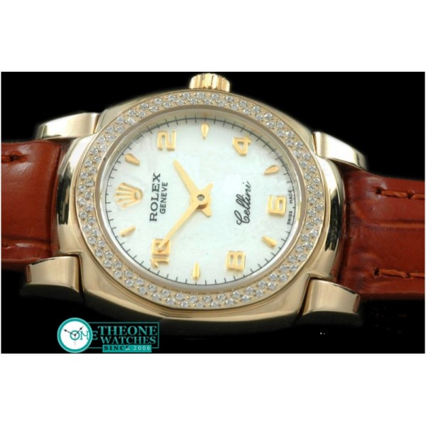 Rolex - Ladies Mini Cellini YG/LE MOP White Num Swiss Qtz