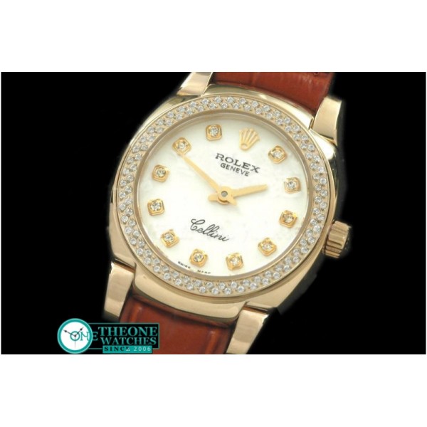 Rolex - Ladies Mini Cellini YG/LE White Diam Swiss Qtz