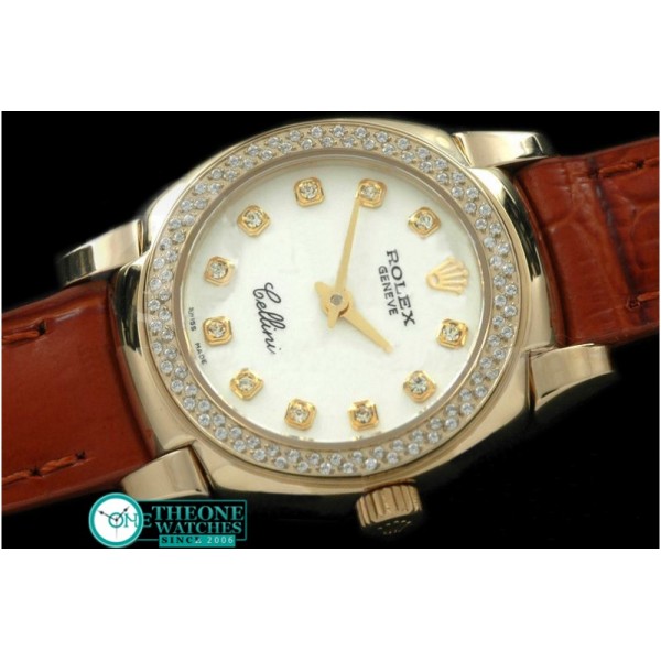 Rolex - Ladies Mini Cellini YG/LE White Diam Swiss Qtz