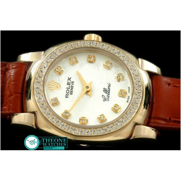 Rolex - Ladies Mini Cellini YG/LE White Diam Swiss Qtz