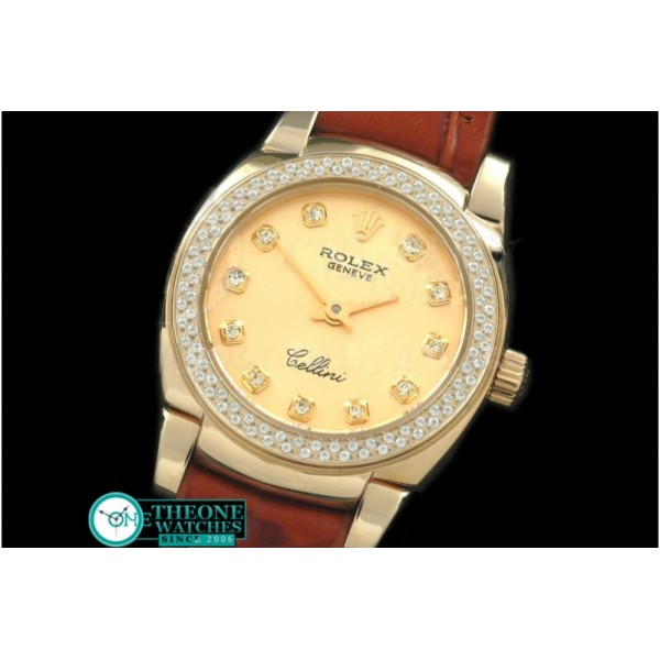 Rolex - Ladies Mini Cellini YG/LE Gold Diam Swiss Qtz