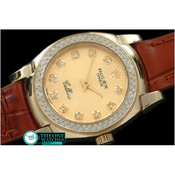 Rolex - Ladies Mini Cellini YG/LE Gold Diam Swiss Qtz