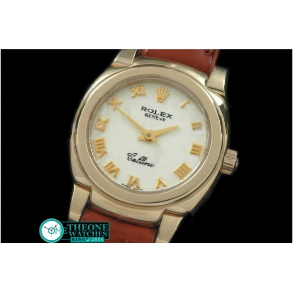 Rolex - Ladies Mini Cellini YG/LE White Roman Swiss Qtz