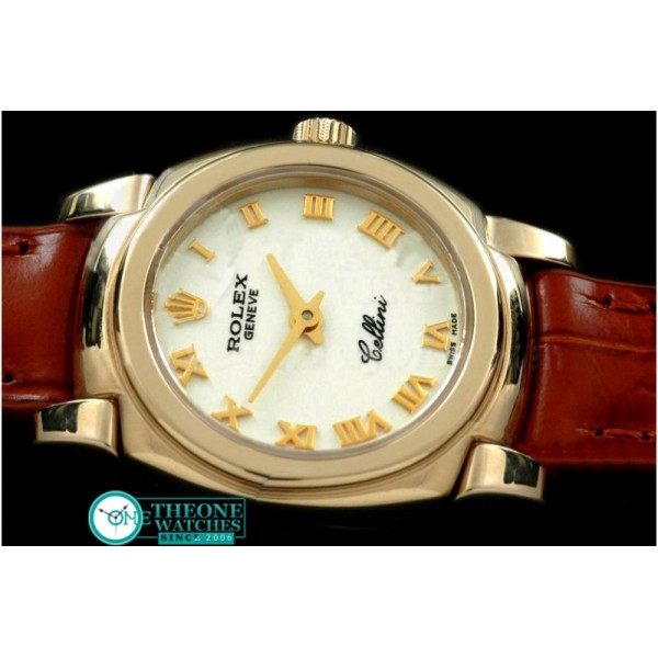 Rolex - Ladies Mini Cellini YG/LE White Roman Swiss Qtz