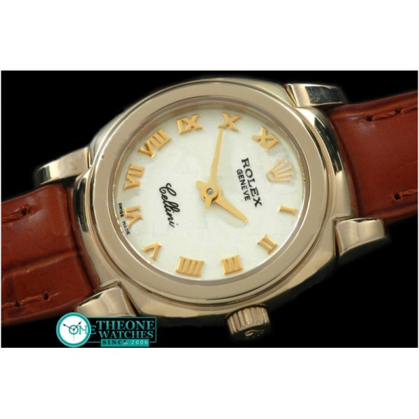 Rolex - Ladies Mini Cellini YG/LE White Roman Swiss Qtz