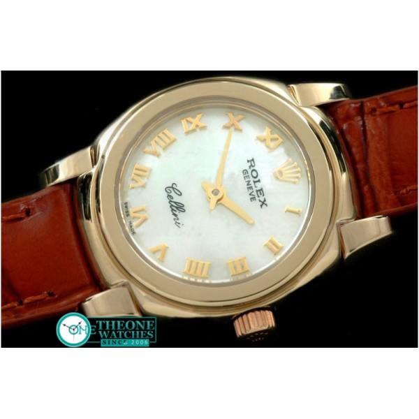 Rolex - Ladies Mini Cellini YG/LE MOP White Roman Swiss Qtz