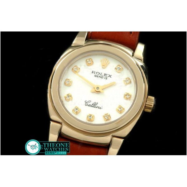 Rolex - Ladies Mini Cellini YG/LE White Diam Swiss Qtz