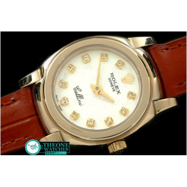 Rolex - Ladies Mini Cellini YG/LE White Diam Swiss Qtz