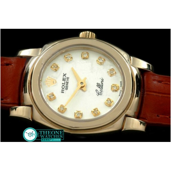 Rolex - Ladies Mini Cellini YG/LE White Diam Swiss Qtz