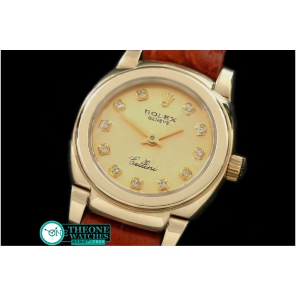 Rolex - Ladies Mini Cellini YG/LE Gold Diam Swiss Qtz