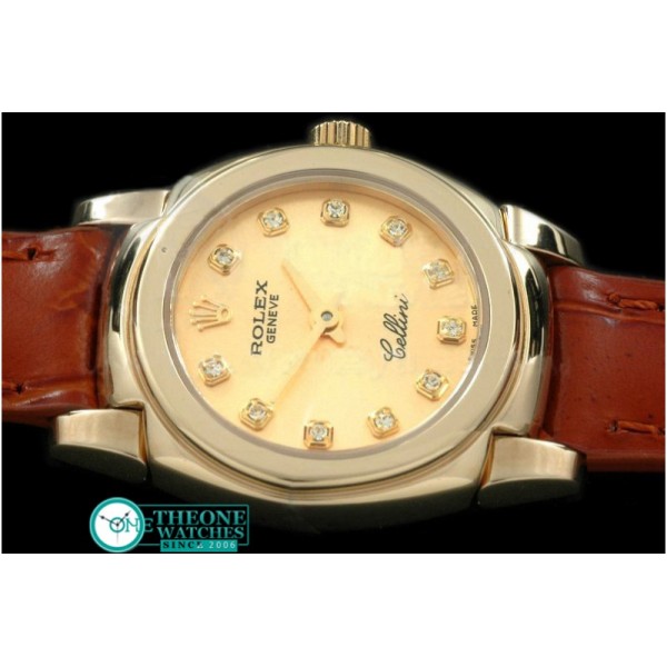 Rolex - Ladies Mini Cellini YG/LE Gold Diam Swiss Qtz