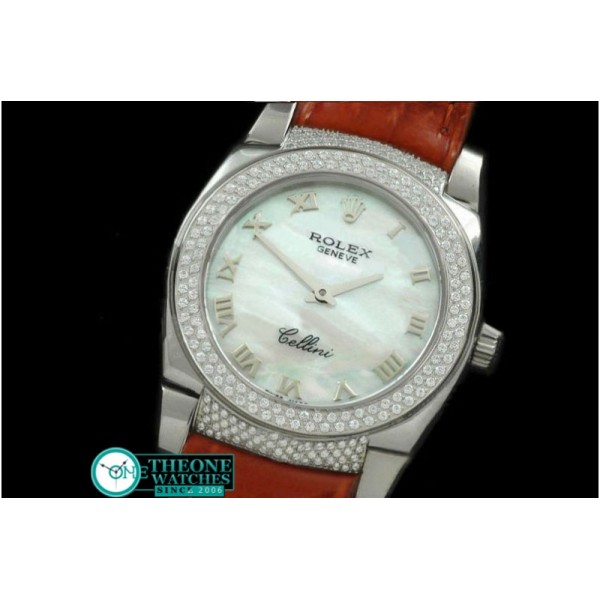 Rolex - Ladies Cellini SS/LE/Diam MOP White Swiss Quartz