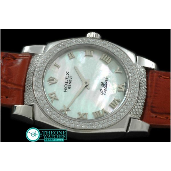 Rolex - Ladies Cellini SS/LE/Diam MOP White Swiss Quartz