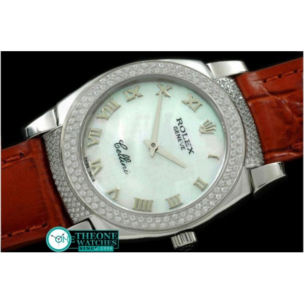 Rolex - Ladies Cellini SS/LE/Diam MOP White Swiss Quartz