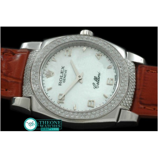 Rolex - Ladies Cellini SS/LE/Diam MOP White Num Swiss Quart