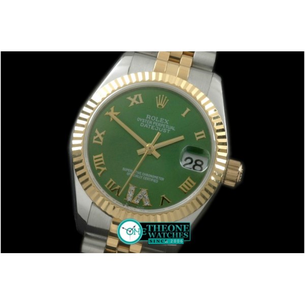 Rolex - SS/YG Jubilee Green Roman Asia 2836