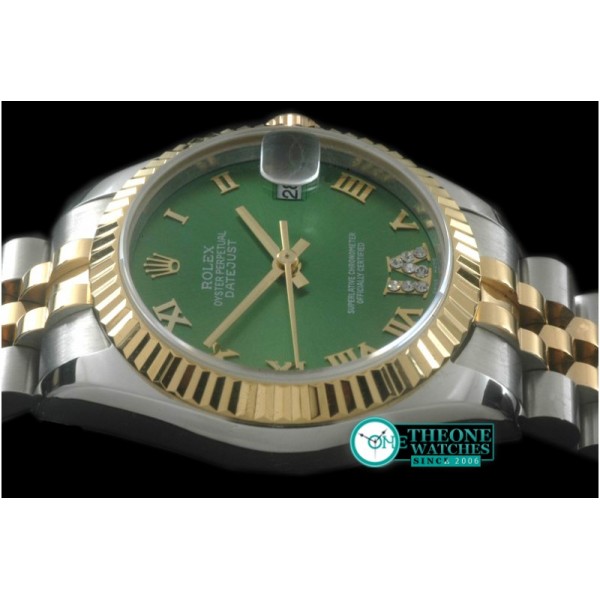 Rolex - SS/YG Jubilee Green Roman Asia 2836