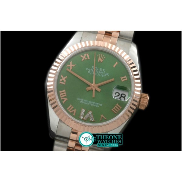 Rolex - SS/RG Jubilee Green Roman Asia 2836